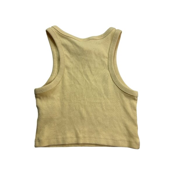 H&M Womens Ribbed Cropped Tank Top Size S Pale Yellow - Picture 2 of 5